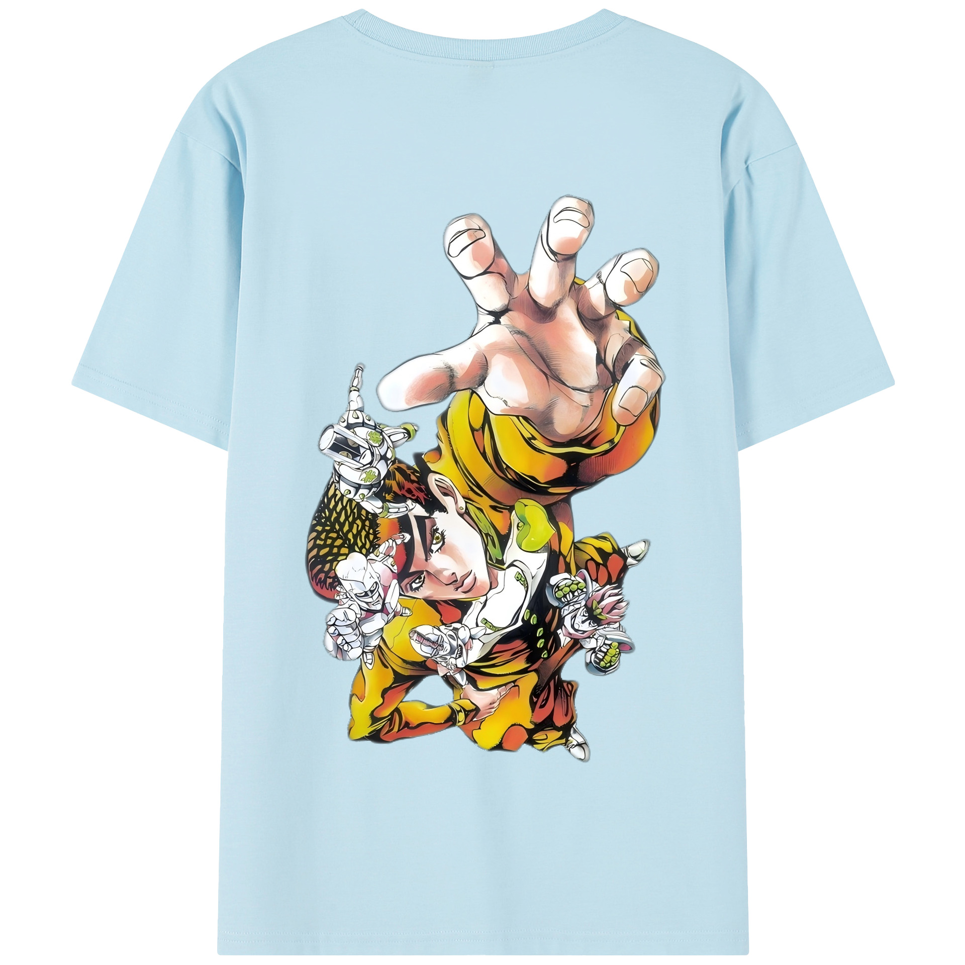（画像用） ジョジョの奇妙な冒険 ひがしかた じょうすけ JoJo's Bizarre Adventure Higashikata Josuke 綿100％半袖Tシャツ（背面プリント）